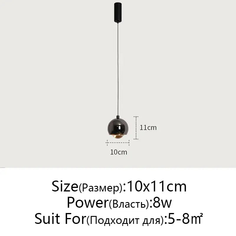 Minimalist black glossy pendant light bedroom and kitchen island