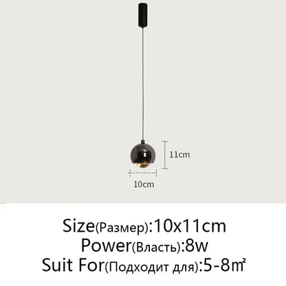 Minimalist black glossy pendant light bedroom and kitchen island