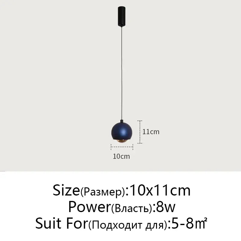Minimalist black glossy pendant light bedroom and kitchen island