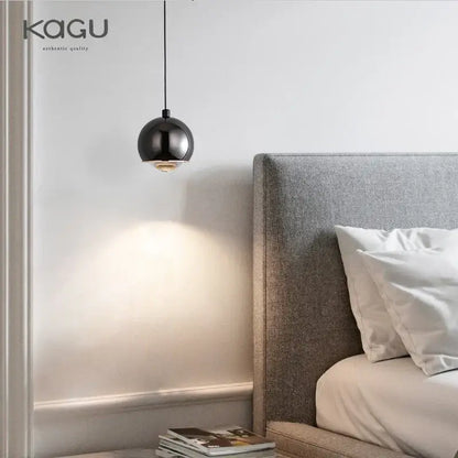 Minimalist black glossy pendant light bedroom and kitchen island