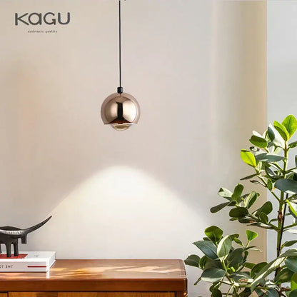 Minimalist black glossy pendant light bedroom and kitchen island