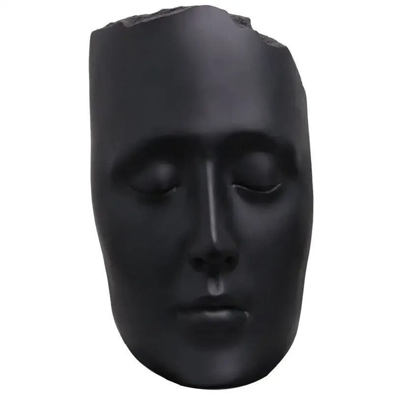 Minimalist black & gold abstract face sculpture living room decor
