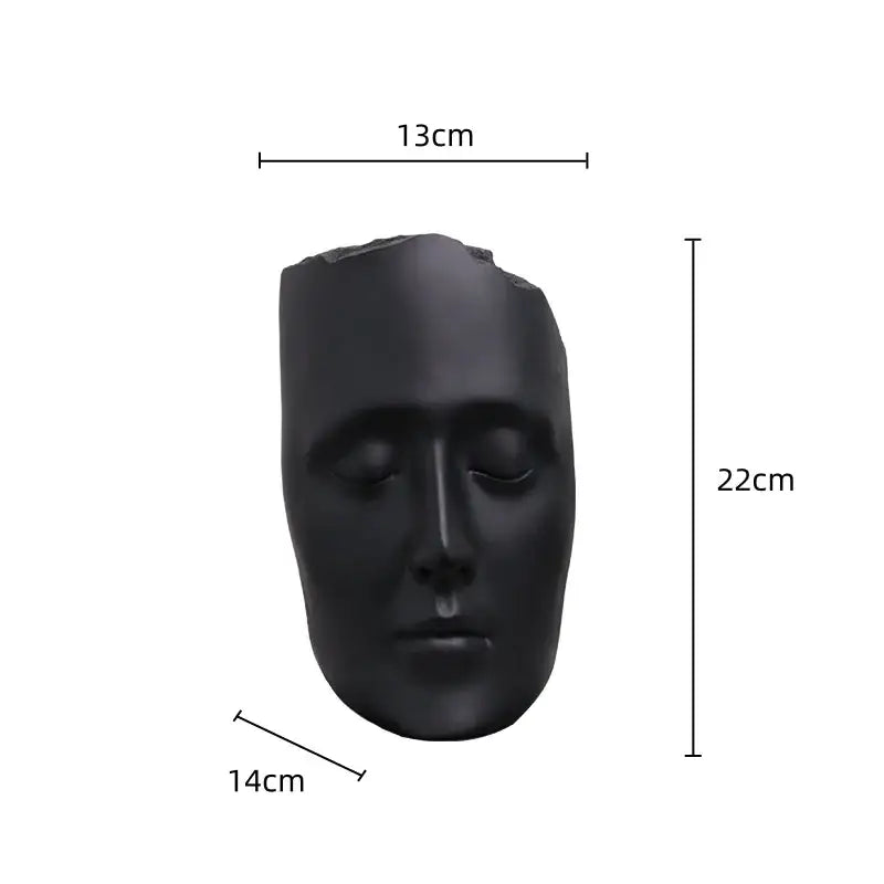 Minimalist black & gold abstract face sculpture living room decor