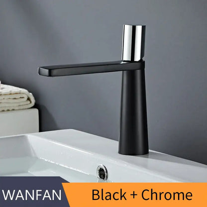 Minimalist black & gold brass bathroom faucet mixer tap