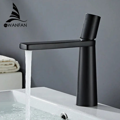 Minimalist black & gold brass bathroom faucet mixer tap