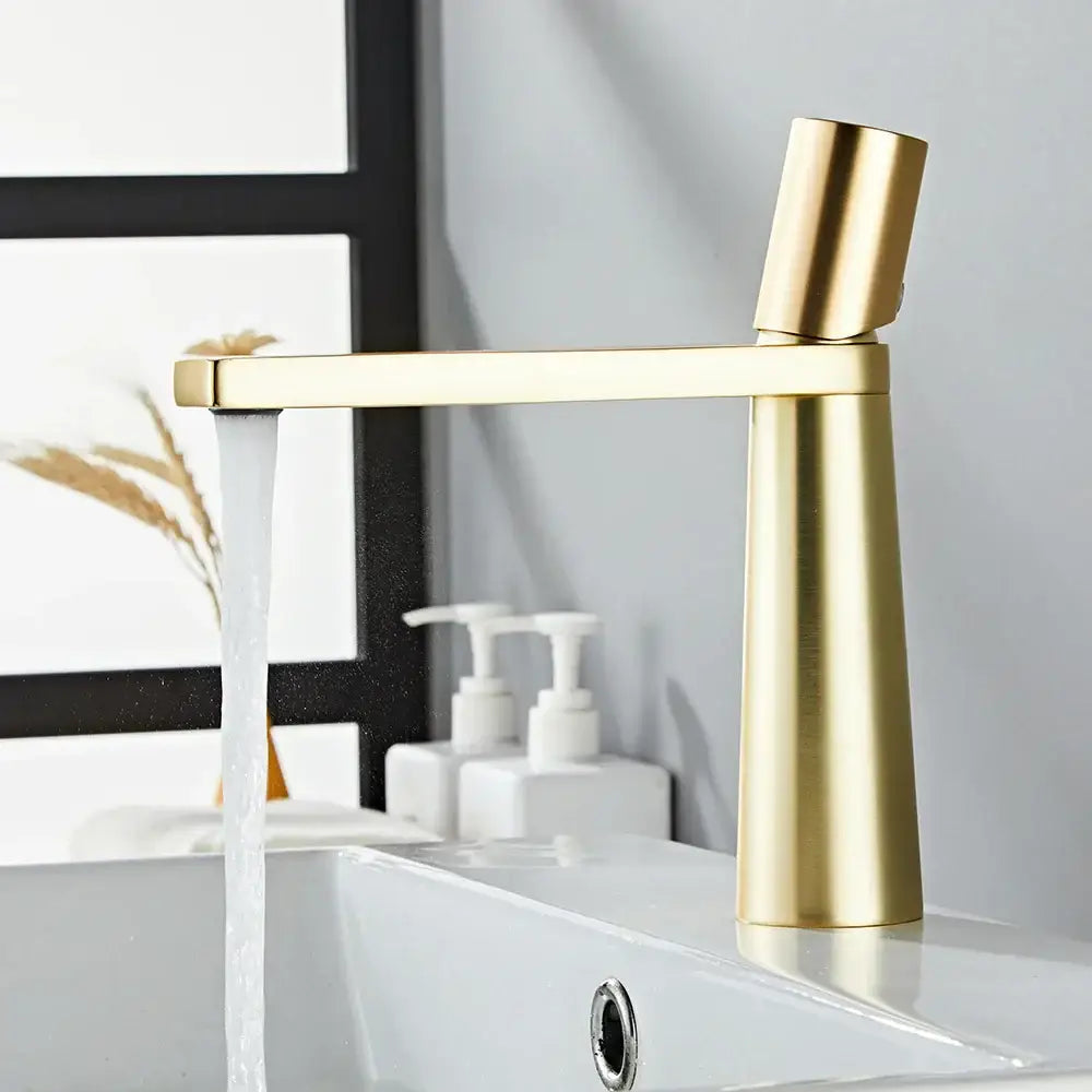 Minimalist black & gold brass bathroom faucet mixer tap