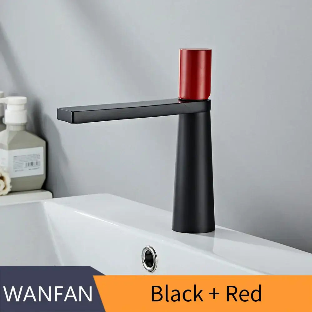 Minimalist black & gold brass bathroom faucet mixer tap