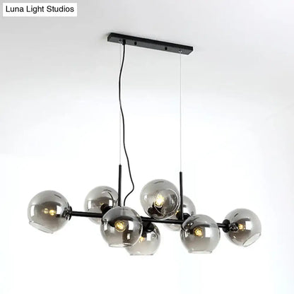 Minimalist black & gold clear smoke grey chandelier dining room light