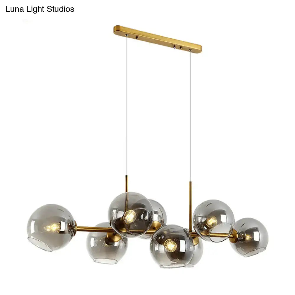 Minimalist black & gold clear smoke grey chandelier dining room light