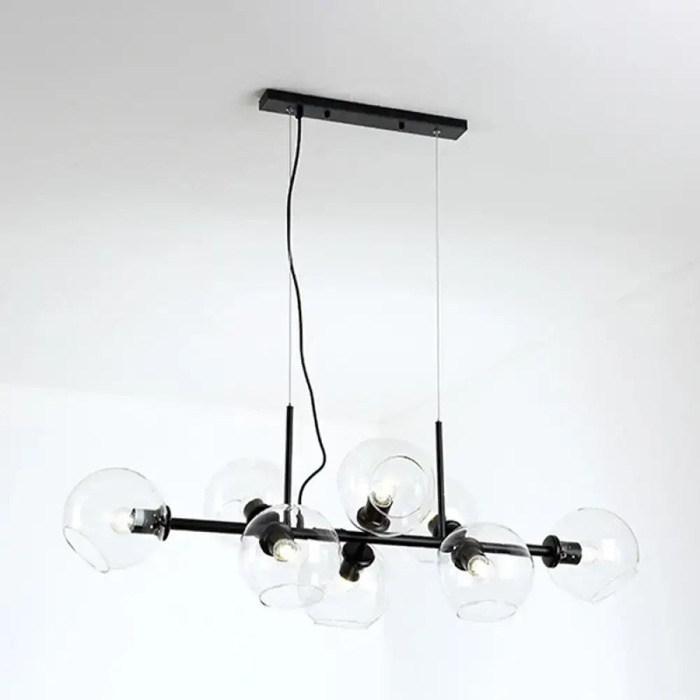 Minimalist black & gold clear smoke grey chandelier dining room light