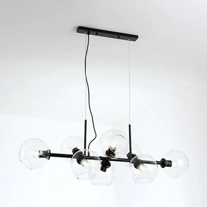 Minimalist black & gold clear smoke grey chandelier dining room light