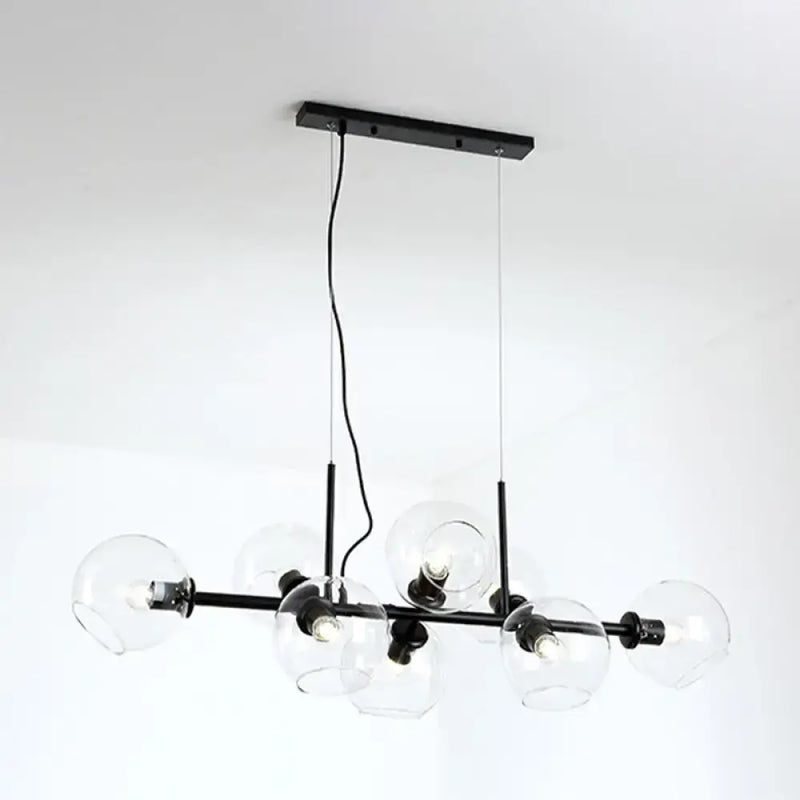 Minimalist black & gold clear smoke grey chandelier dining room light