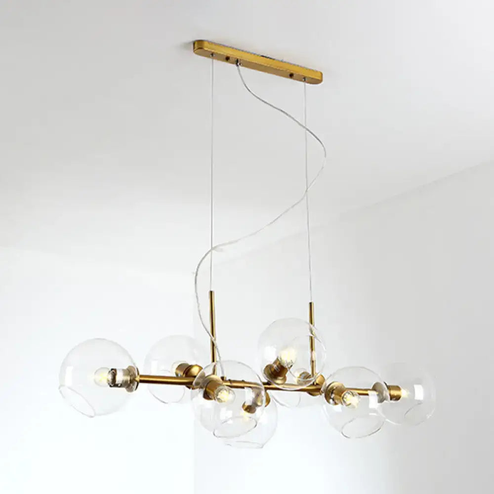 Minimalist black & gold clear smoke grey chandelier dining room light