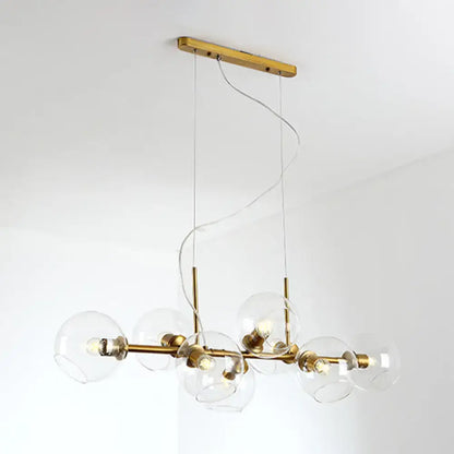 Minimalist black & gold clear smoke grey chandelier dining room light