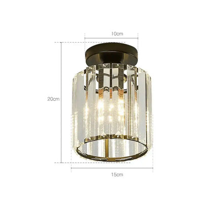 Minimalist black & gold crystal ceiling chandelier corridor light