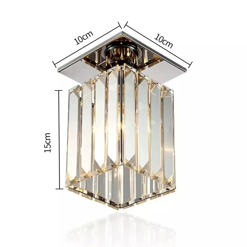 Minimalist black & gold crystal ceiling chandelier corridor light