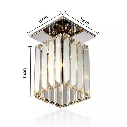 Minimalist black & gold crystal ceiling chandelier corridor light