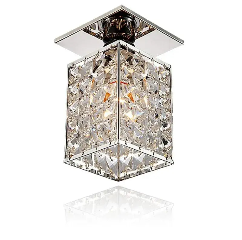 Minimalist black & gold crystal ceiling chandelier corridor light