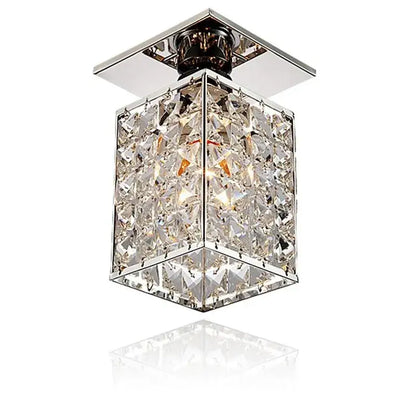 Minimalist black & gold crystal ceiling chandelier corridor light