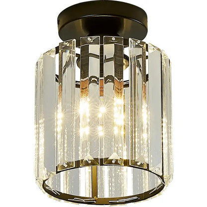 Minimalist black & gold crystal ceiling chandelier corridor light