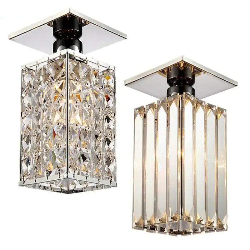Minimalist black & gold crystal ceiling chandelier corridor light