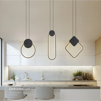 Minimalist black & gold crystal led pendant lights kitchen set of 3