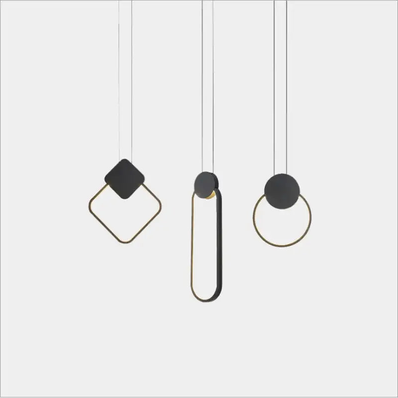 Minimalist black & gold crystal led pendant lights kitchen set of 3