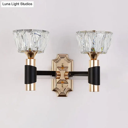 Minimalist black & gold crystal wall sconce bedroom e26 e27 light