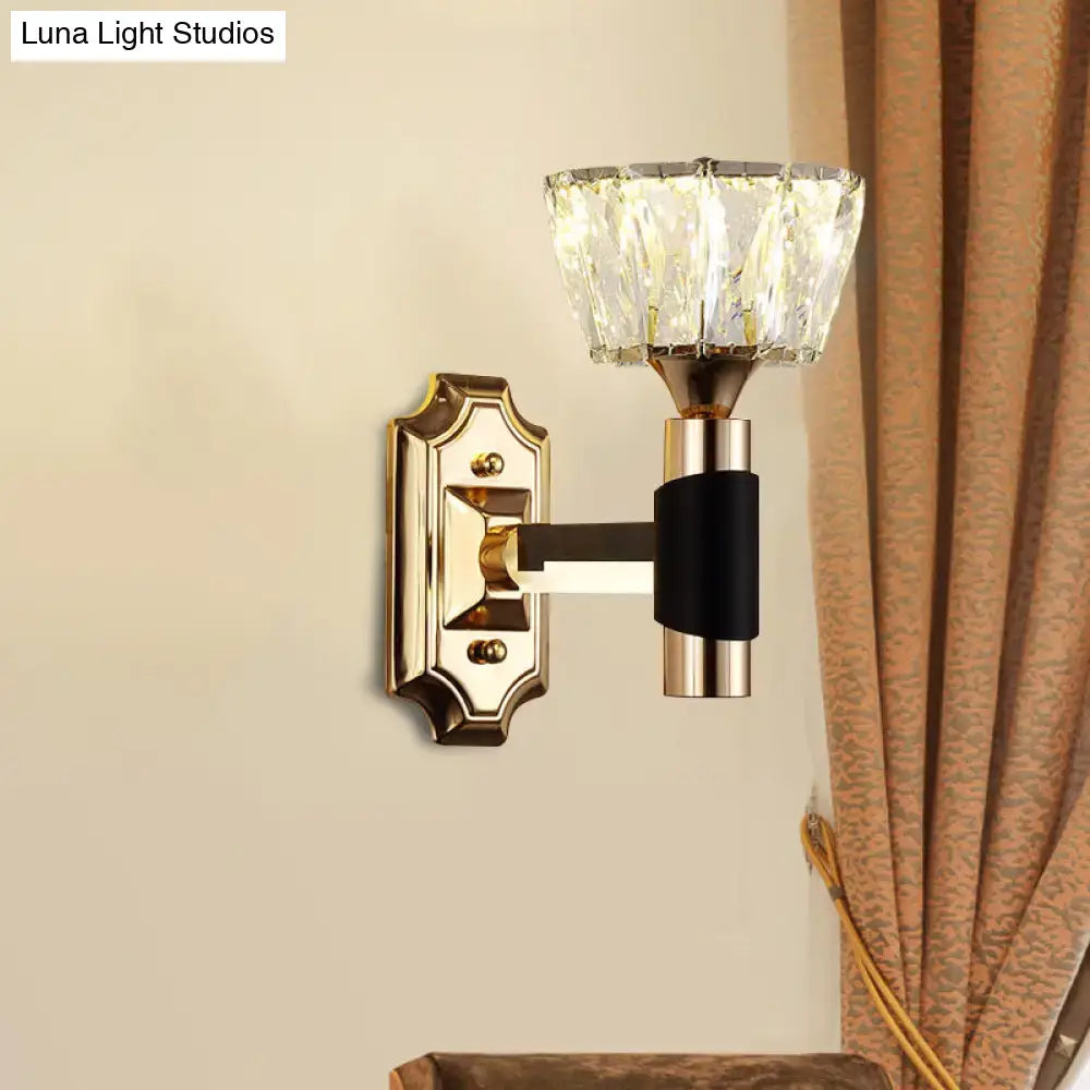 Minimalist black & gold crystal wall sconce bedroom e26 e27 light
