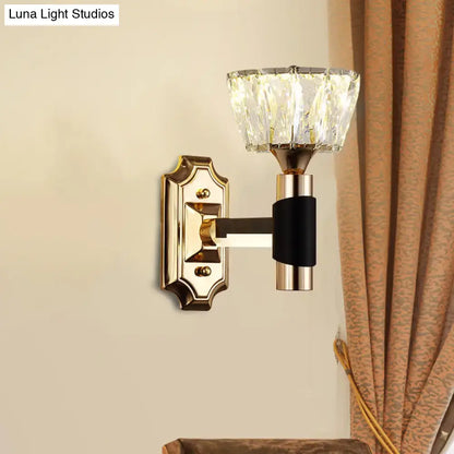 Minimalist black & gold crystal wall sconce bedroom e26 e27 light