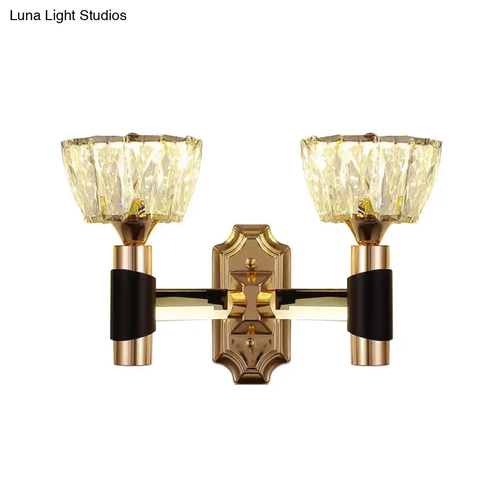 Minimalist black & gold crystal wall sconce bedroom e26 e27 light