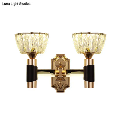 Minimalist black & gold crystal wall sconce bedroom e26 e27 light