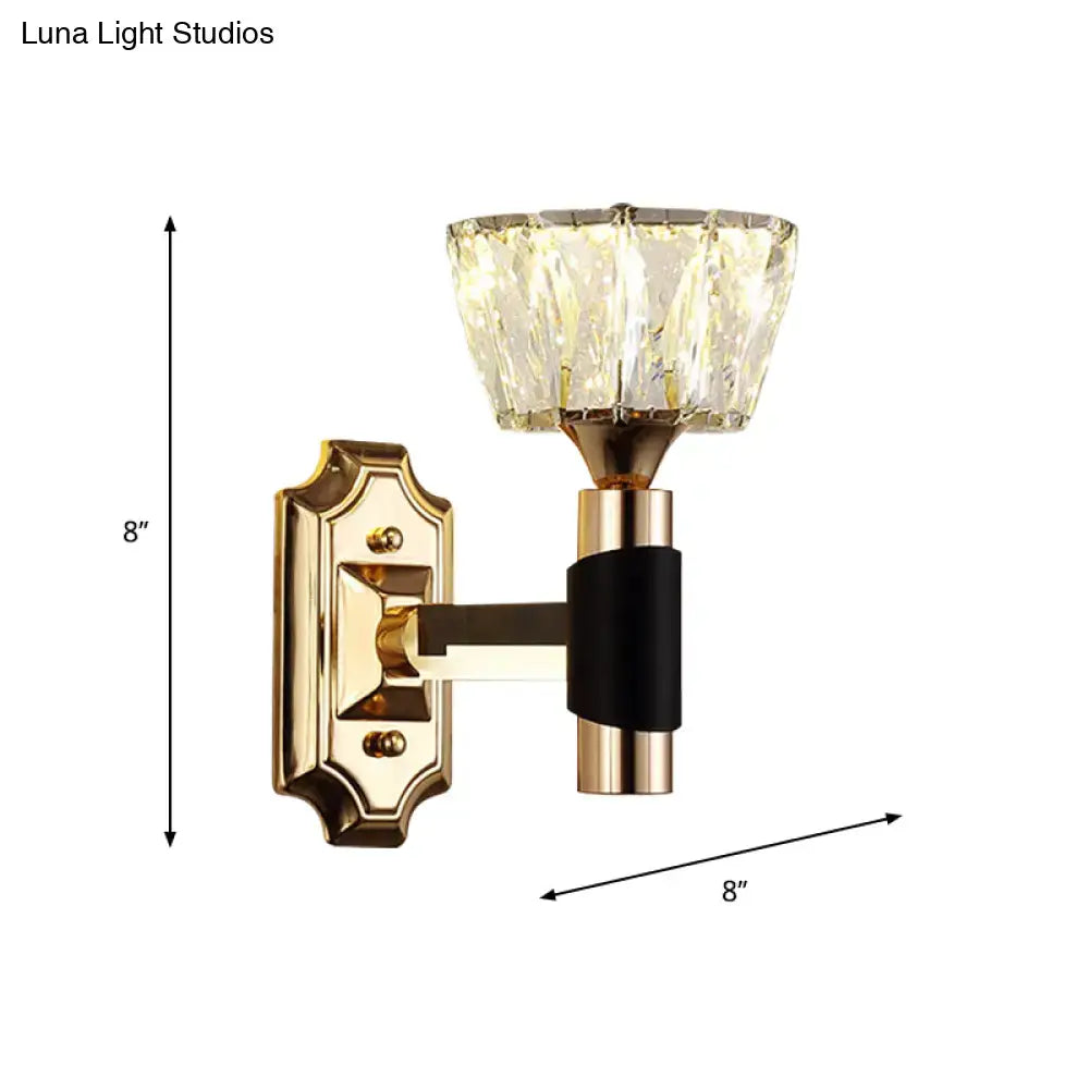 Minimalist black & gold crystal wall sconce bedroom e26 e27 light