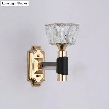 Minimalist black & gold crystal wall sconce bedroom e26 e27 light