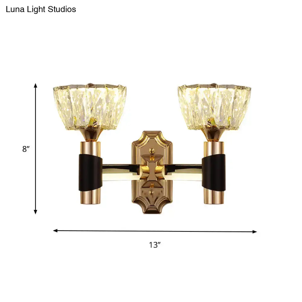 Minimalist black & gold crystal wall sconce bedroom e26 e27 light