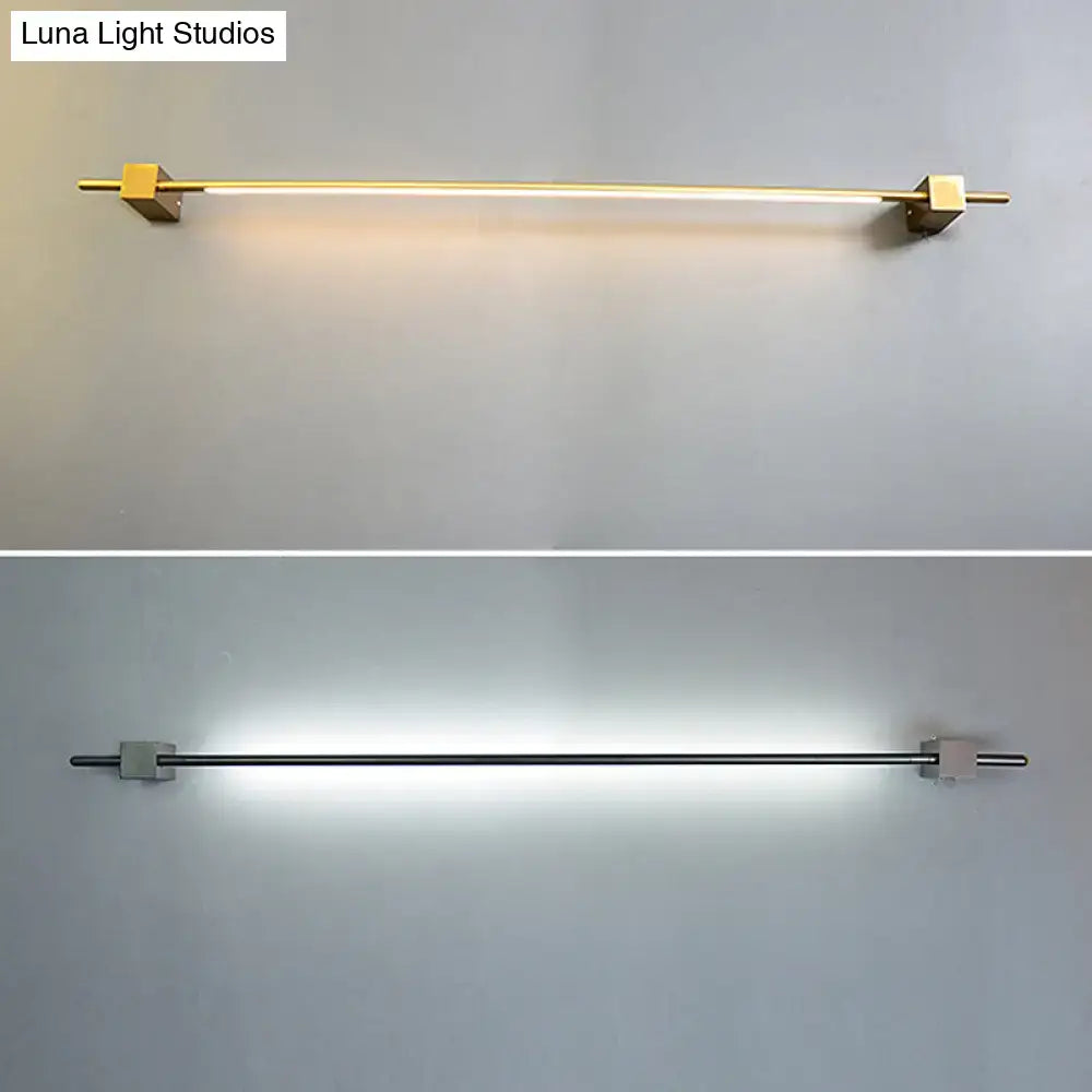 Minimalist black & gold feather wing wall lamp for living room