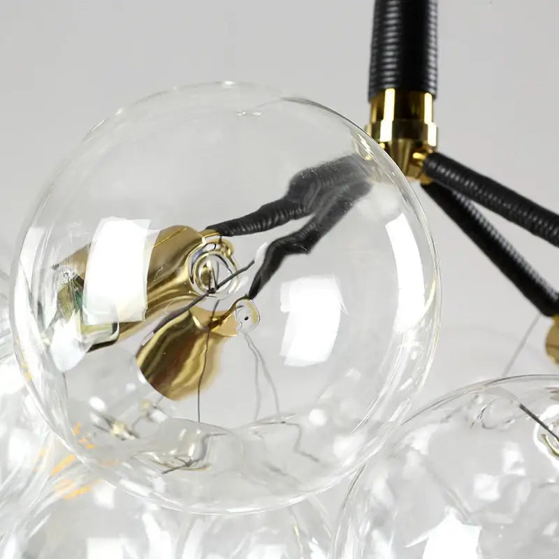 Minimalist black & gold glass balls ceiling pendant lights living room