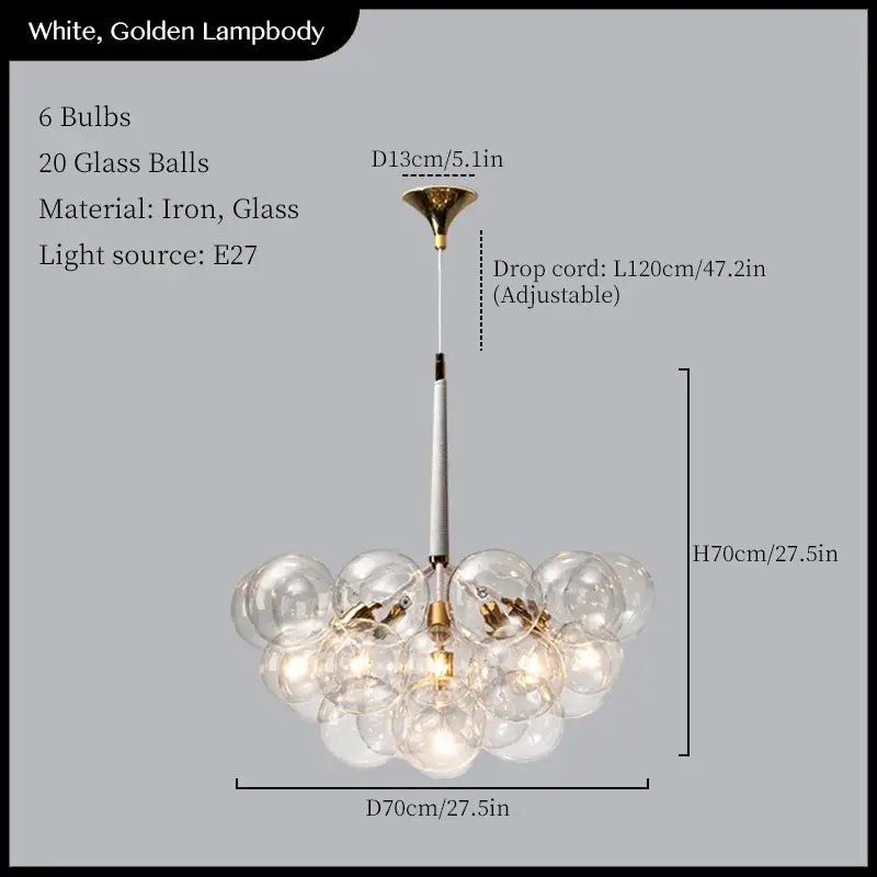 Minimalist black & gold glass balls ceiling pendant lights living room