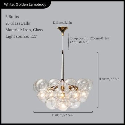 Minimalist black & gold glass balls ceiling pendant lights living room