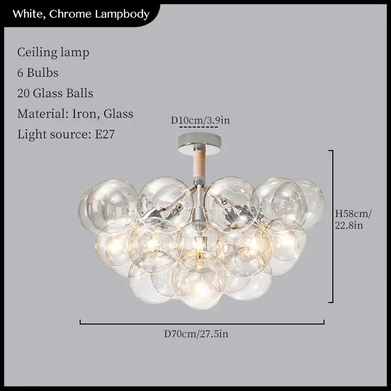 Minimalist black & gold glass balls ceiling pendant lights living room