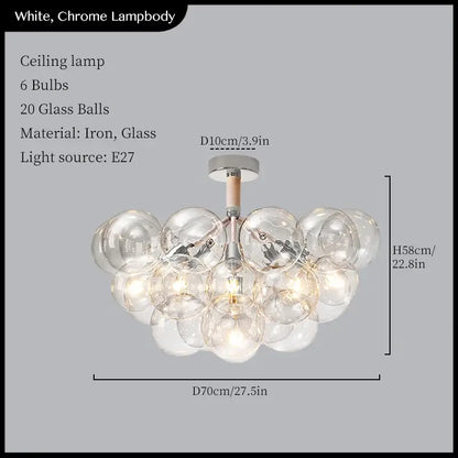 Minimalist black & gold glass balls ceiling pendant lights living room