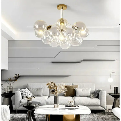 Minimalist black & gold glass balls ceiling pendant lights living room