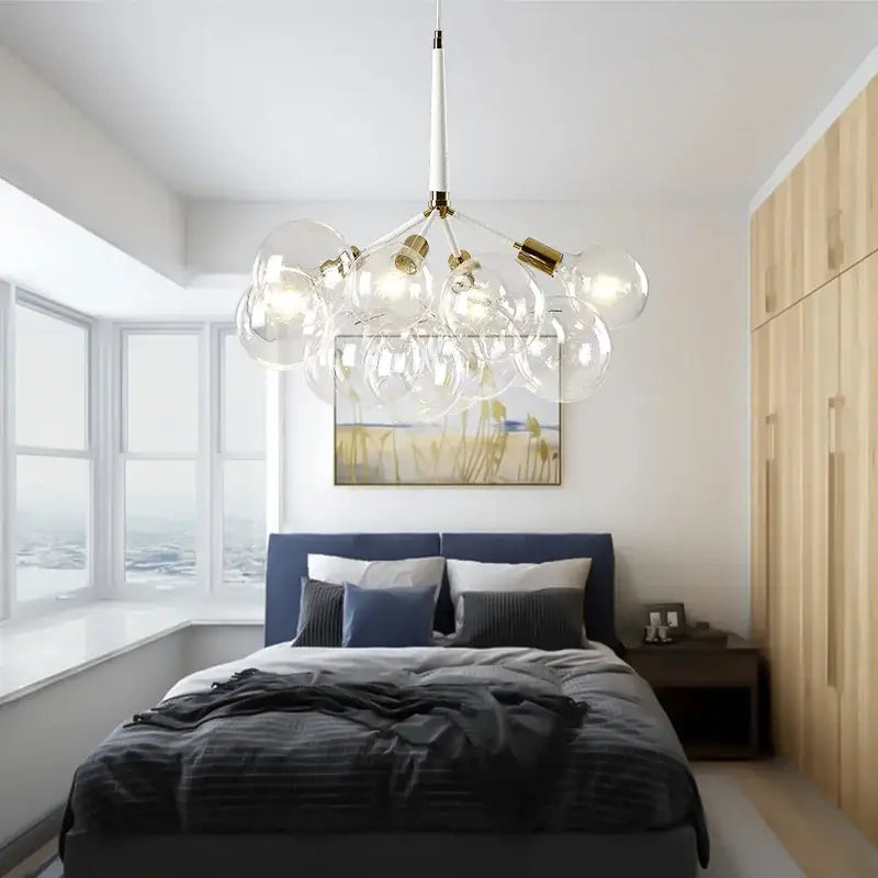 Minimalist black & gold glass balls ceiling pendant lights living room