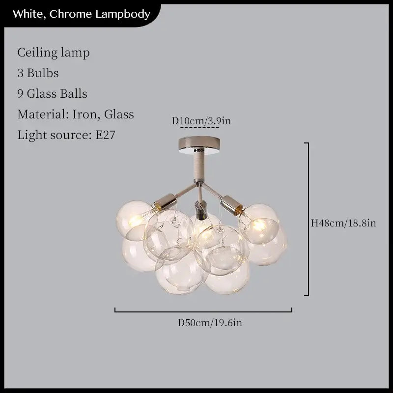 Minimalist black & gold glass balls ceiling pendant lights living room