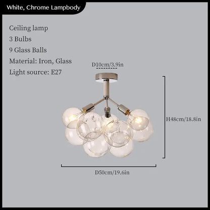 Minimalist black & gold glass balls ceiling pendant lights living room