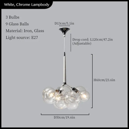 Minimalist black & gold glass balls ceiling pendant lights living room