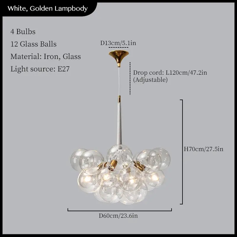 Minimalist black & gold glass balls ceiling pendant lights living room