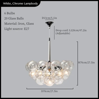 Minimalist black & gold glass balls ceiling pendant lights living room