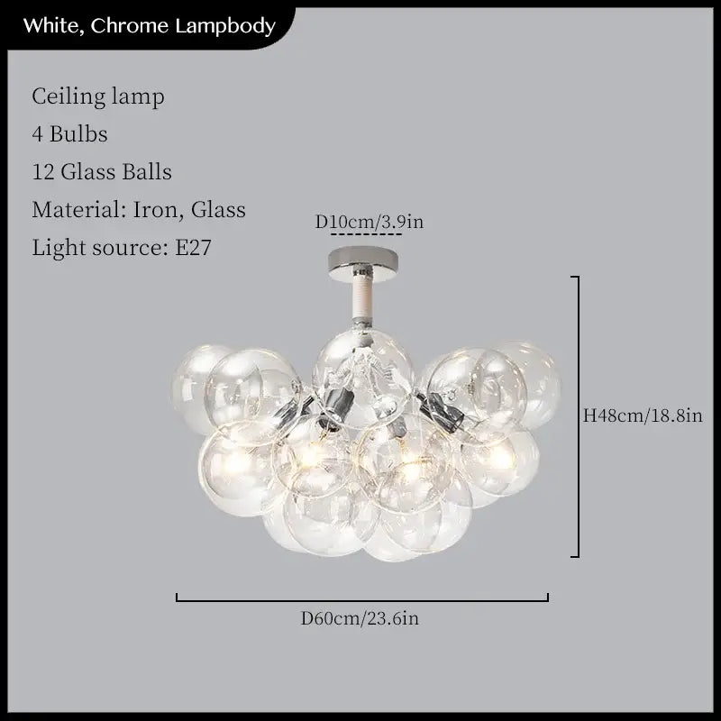 Minimalist black & gold glass balls ceiling pendant lights living room