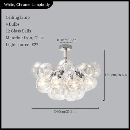 Minimalist black & gold glass balls ceiling pendant lights living room